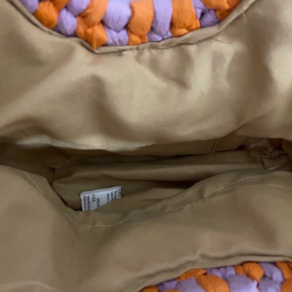 Love of Fashion South Beach Drawstring Straw Handbag NWT Orange Lavender - Picture 5 of 5